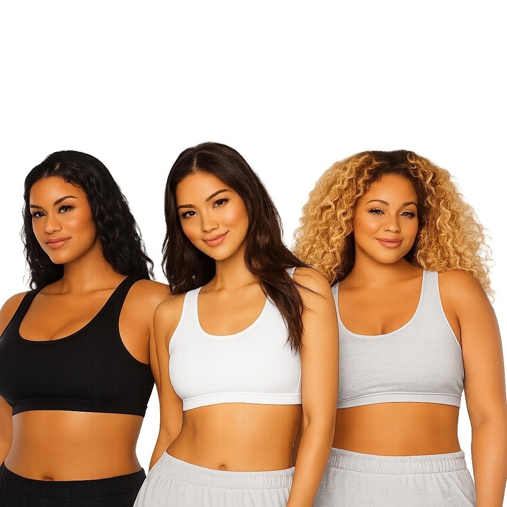 Fruit of the Loom Women's 360 Stretch Comfort Cotton Tank Bra 3 Pack Sz 34B NWT